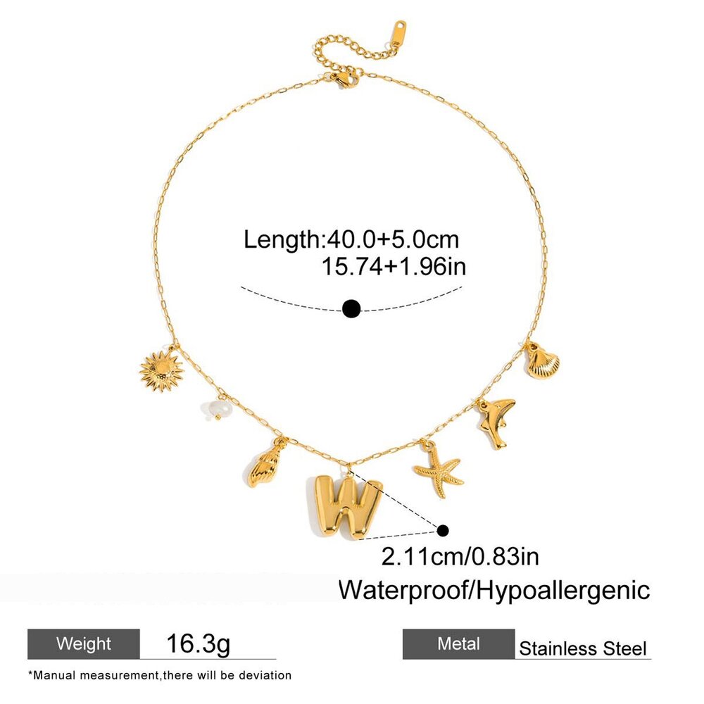 1 Piece Shinning Letter Stainless Steel Waterproof Gold Color Women's Pendant Necklaces