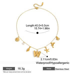 1 Piece Shinning Letter Stainless Steel Waterproof Gold Color Women's Pendant Necklaces h5