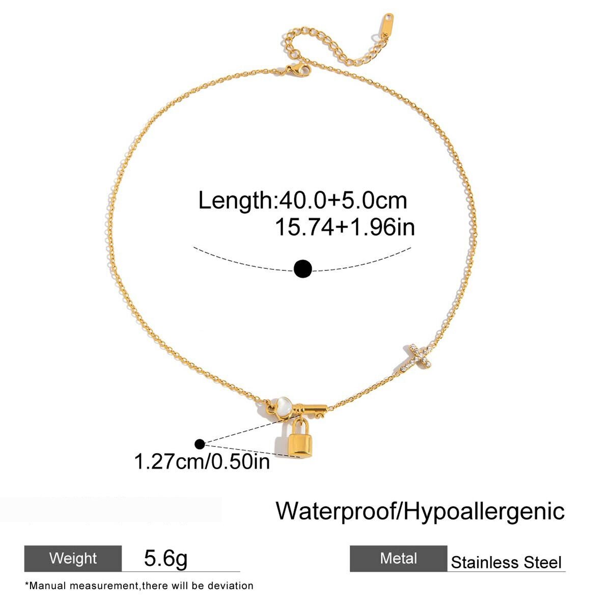 1 Pezzo Elegante Chiave In Acciaio Inossidabile Impermeabile Color Oro Collane Con Ciondolo Da Donna h5 Immagine2