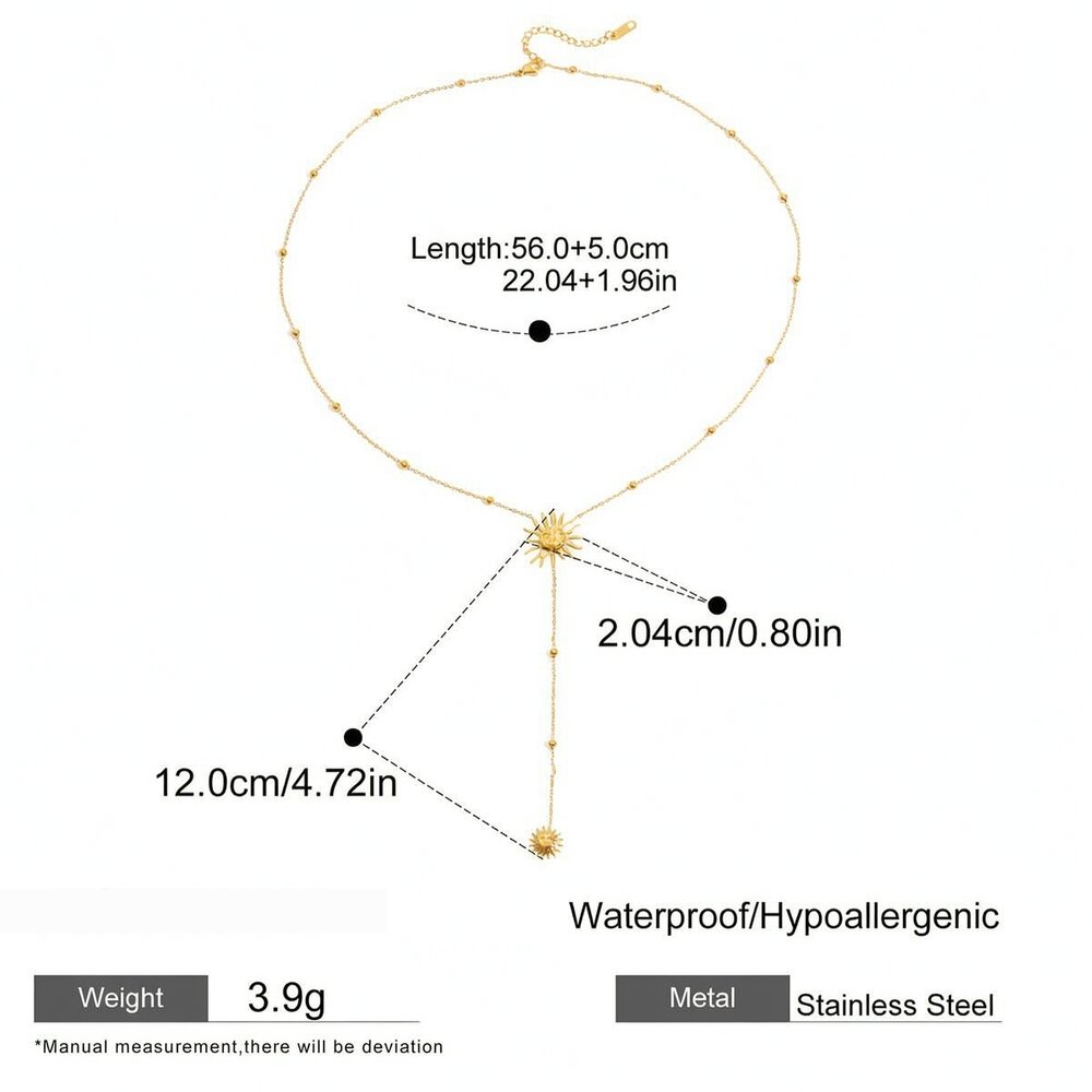1 Piece Sexy Sun Long-Chain Stainless Steel Waterproof Gold Color Women's Pendant Necklaces Picture2
