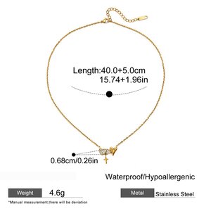 1 Piece Exquisite Heart&Cross Stainless Steel Waterproof Gold Color Women's Pendant Necklaces h5 Picture2