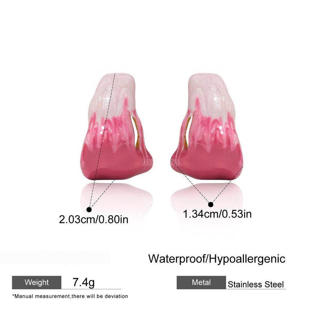 1 Pair Romantic Gradient Color Stainless Steel Waterproof Women's Hoop Earrings Picture2