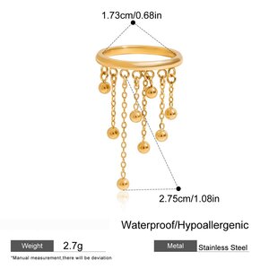 1 Piece Modern Tassel Stainless Steel Waterproof Gold Color Statement Rings h5