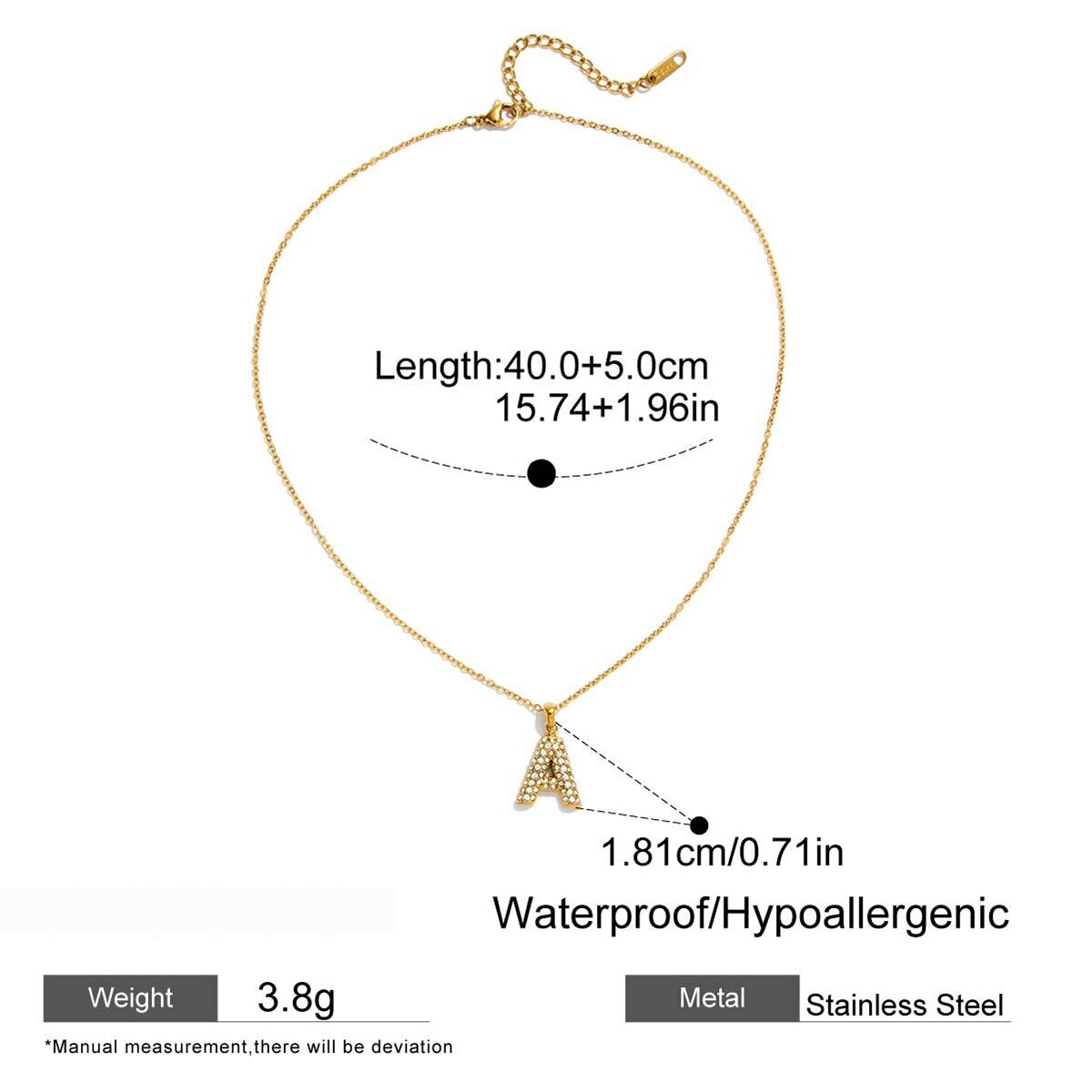 1 Piece Classic Letter Stainless Steel Waterproof Gold Color Women's Pendant Necklaces h5 Picture2