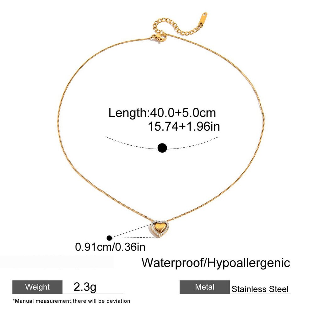1 Piece Exquisite Heart Stainless Steel Waterproof Gold Color Women's Pendant Necklaces Picture2
