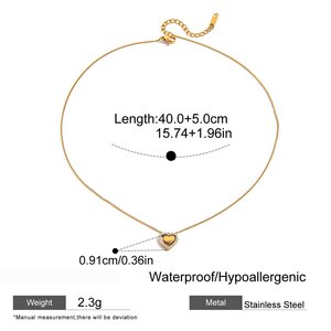 1 Piece Exquisite Heart Stainless Steel Waterproof Gold Color Women's Pendant Necklaces h5 Picture2
