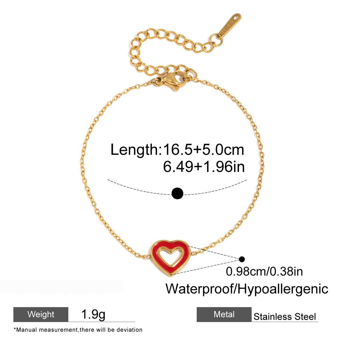 Pulseras Con Dijes De Corazón De Acero Inoxidable, Resistentes Al Agua Y Color Dorado Para Mujer. Imagen2
