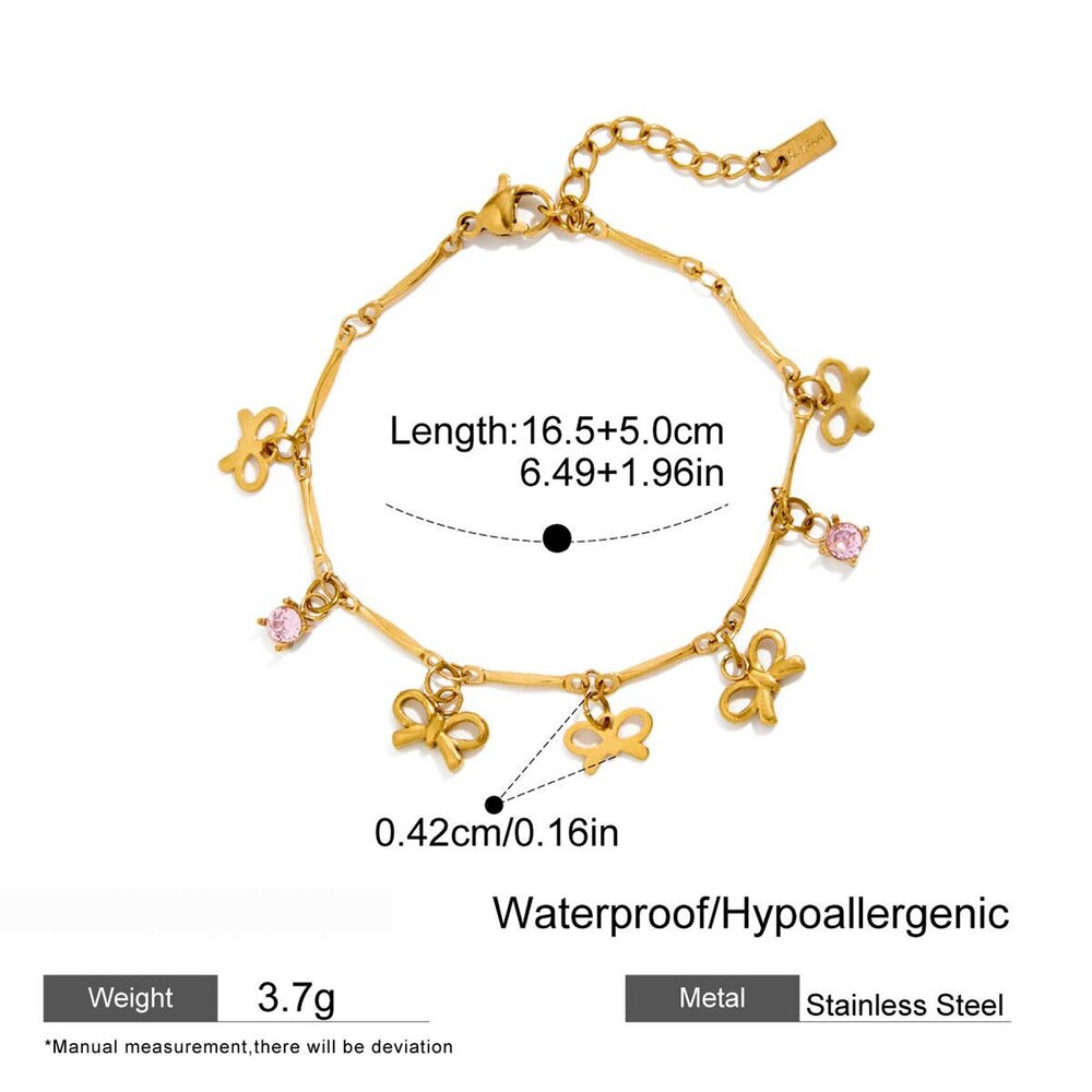 1 Piece Exquisite Flower Stainless Steel Waterproof Gold Color Women's Charm Bracelets Picture2