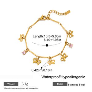 1 Piece Exquisite Flower Stainless Steel Waterproof Gold Color Women's Charm Bracelets h5 Picture2