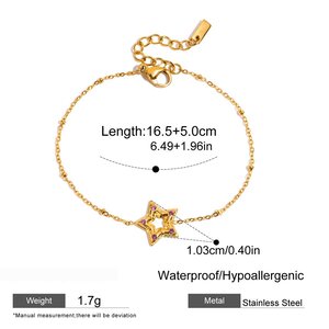 1 Stück Charmantes Stern-Armband Aus Edelstahl, Wasserdicht, Goldfarben, Für Damen h5