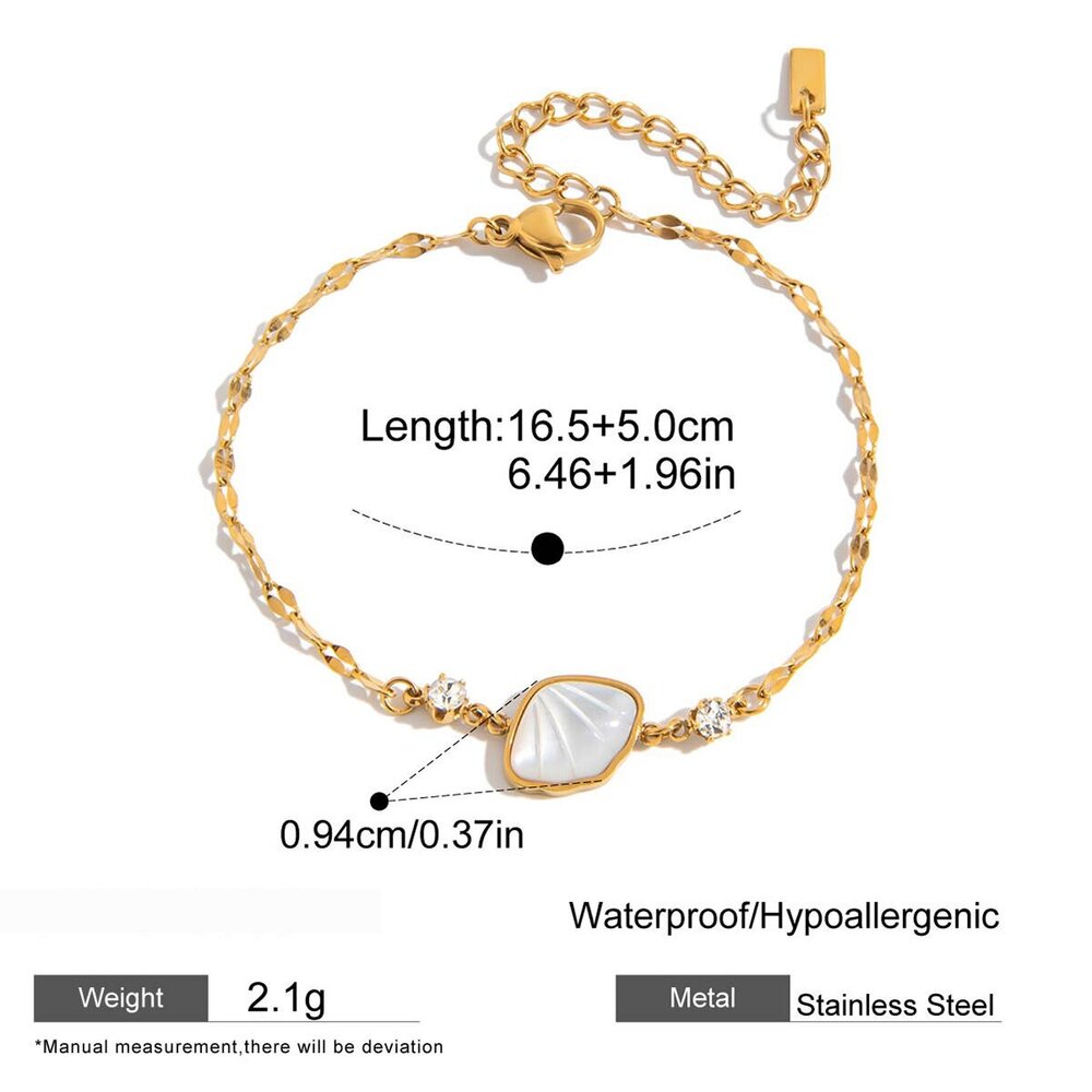 1 Piece Elegant Shell Stainless Steel Waterproof Gold Color Women's Charm Bracelets Picture2