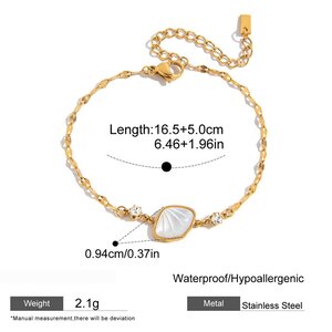 1 Piece Elegant Shell Stainless Steel Waterproof Gold Color Women's Charm Bracelets h5 Picture2