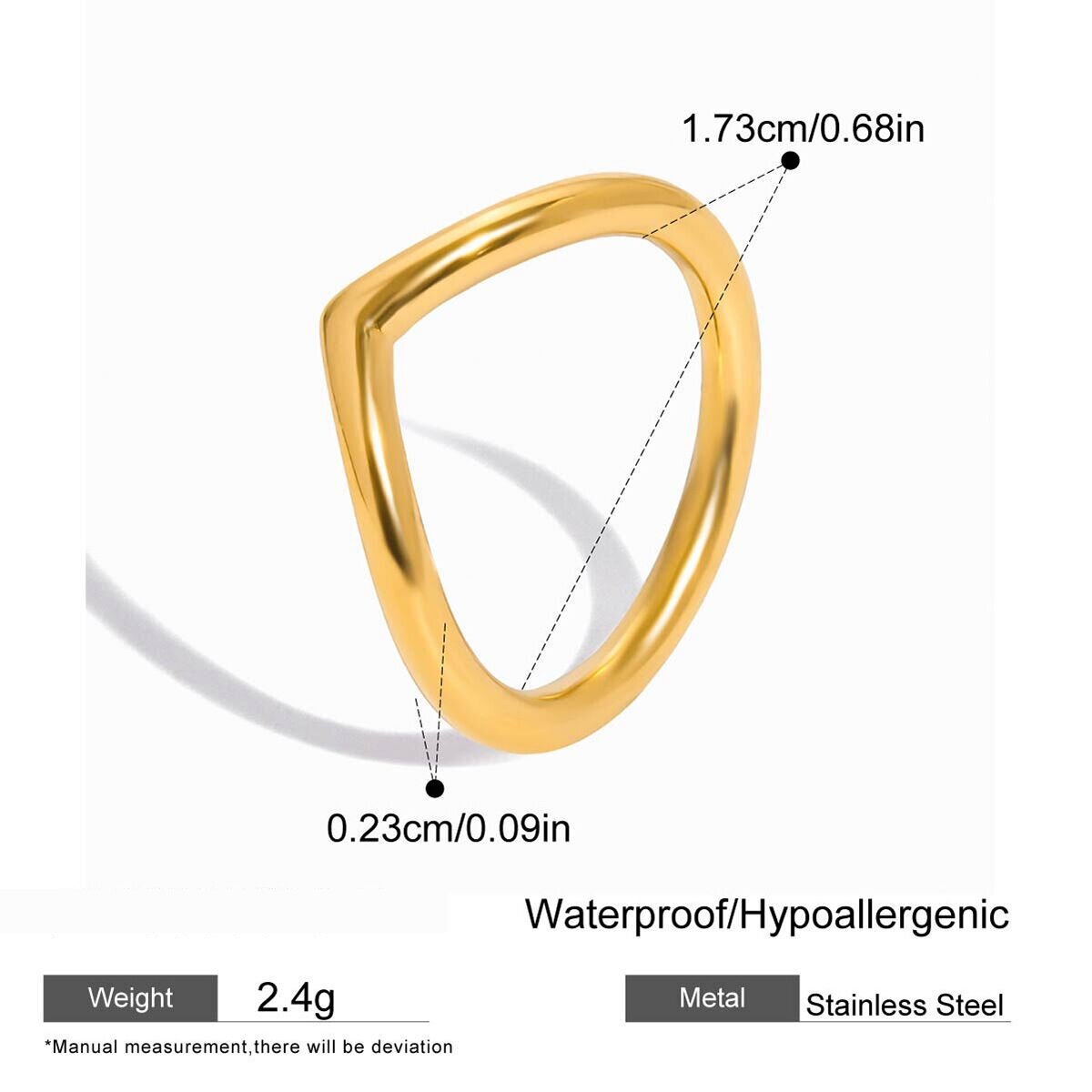 1 Piece Simple Series Irregular Stainless Steel Waterproof Gold Color Minimalist Rings h5 