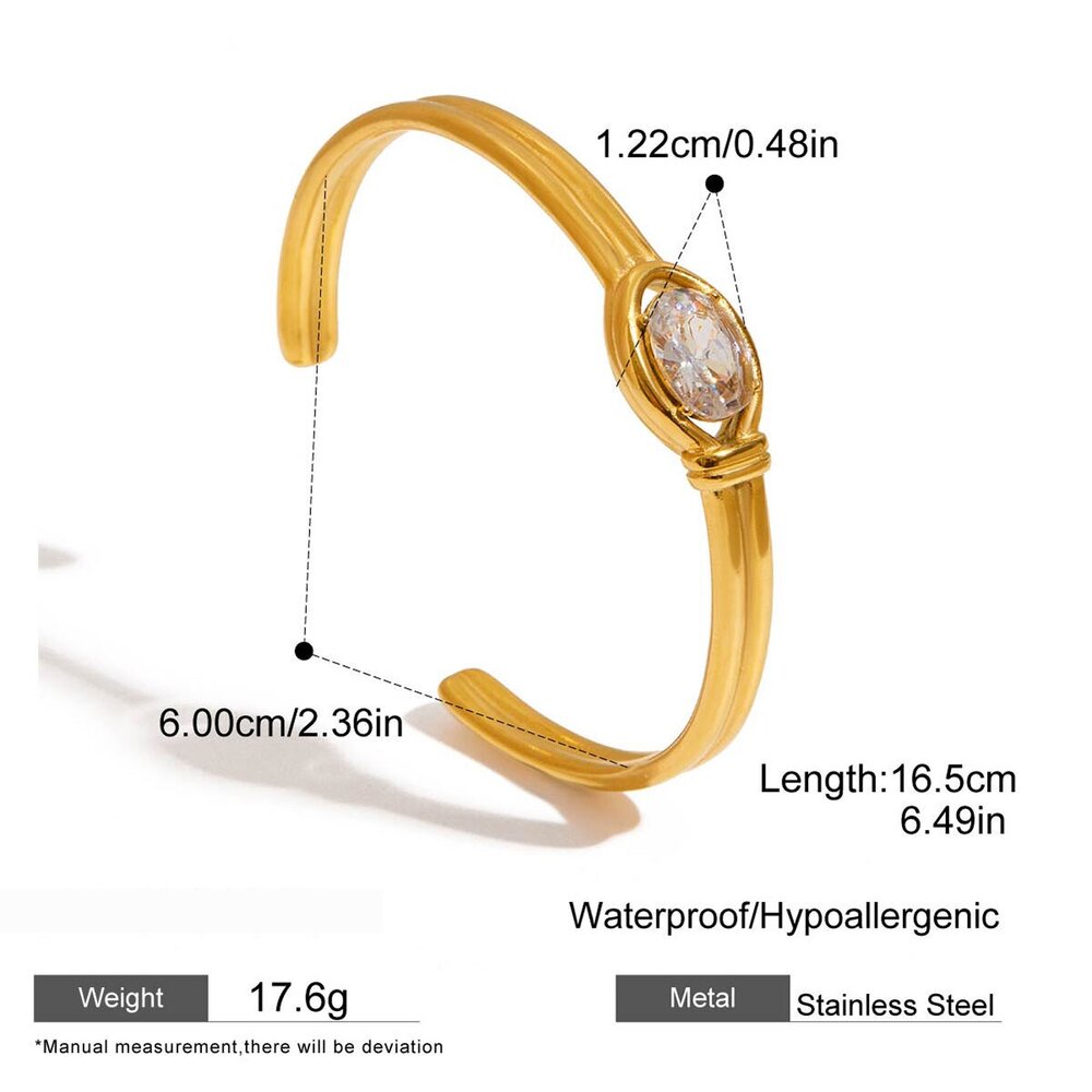 Bracelet Élégant Ovale En Acier Inoxydable, Étanche, Couleur Or, Pour Femme (1 Pièce) Image2