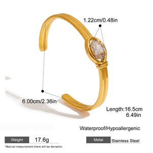 Bracelet Élégant Ovale En Acier Inoxydable, Étanche, Couleur Or, Pour Femme (1 Pièce) h5 Image2