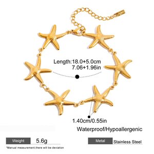 1 Piece Vacation Starfish Stainless Steel Waterproof Gold Color Women's Chain Bracelets h5 Picture2