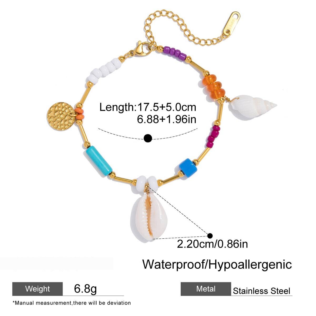 1 Piece Oceanic Shell Stainless Steel Waterproof Gold Color Women's Charm Bracelets h5 Picture2