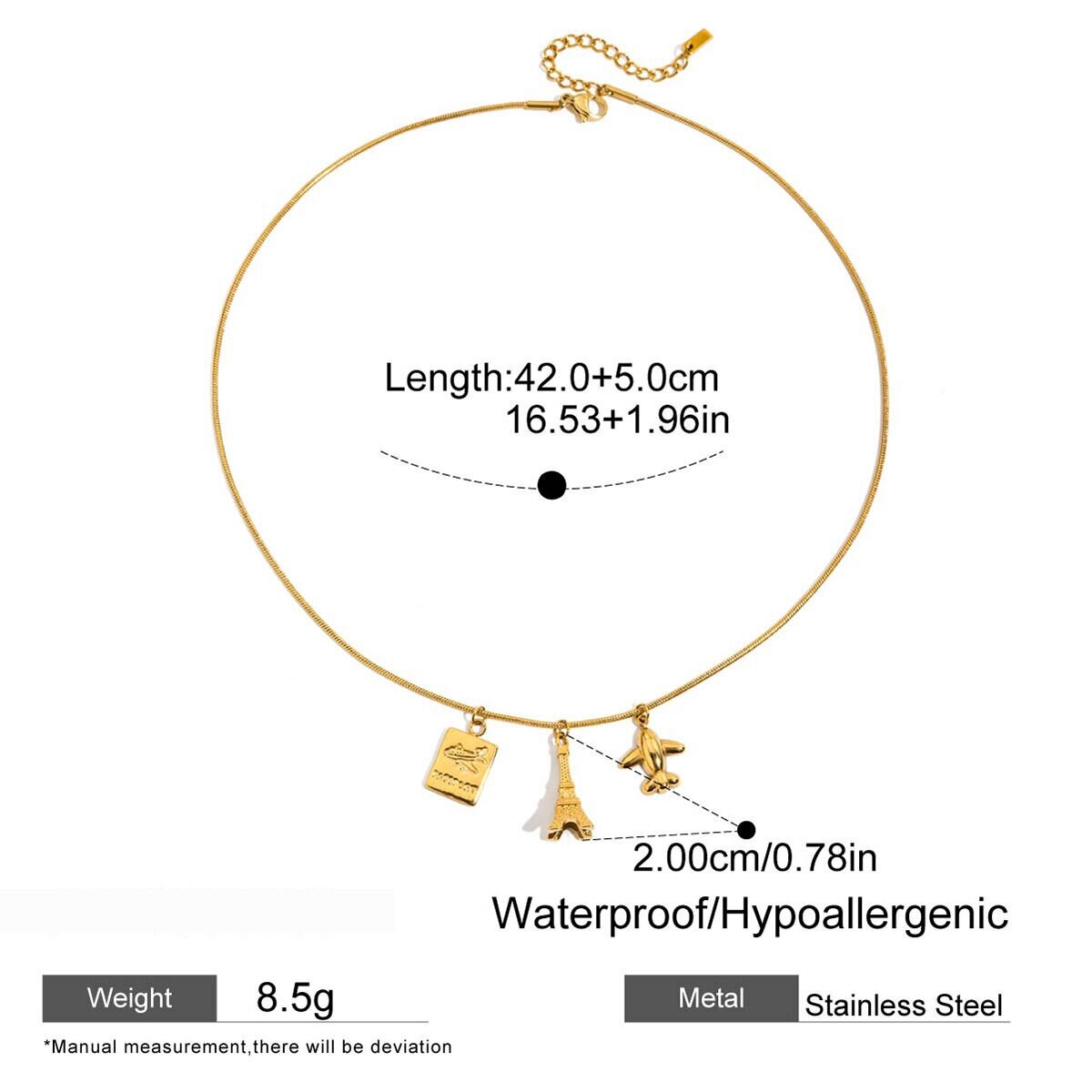 1 Piece Classic Series Eiffel Tower Stainless Steel Waterproof Gold Color Women's Pendant Necklaces Picture2