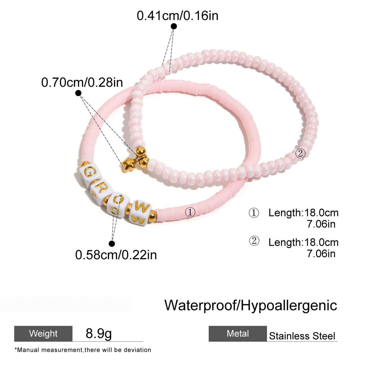 1 Piece Sweet Letter Beads Plastic Gold Color Women's Beaded Bracelets Picture2
