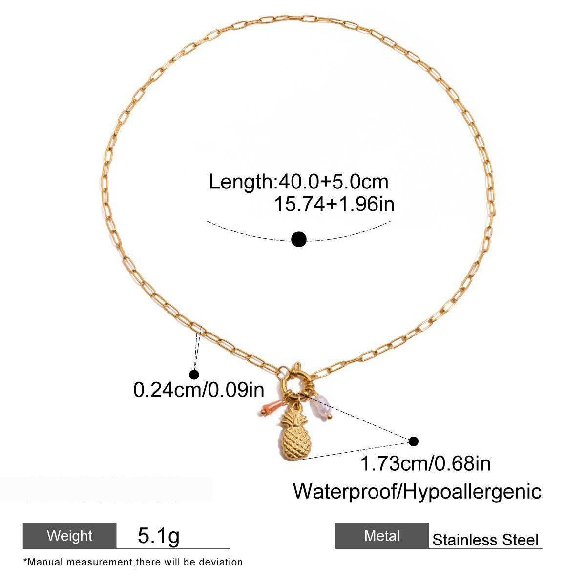 1 Piece Vivid Sweet Fruits Stainless Steel Waterproof Gold Color Women's Pendant Necklaces 