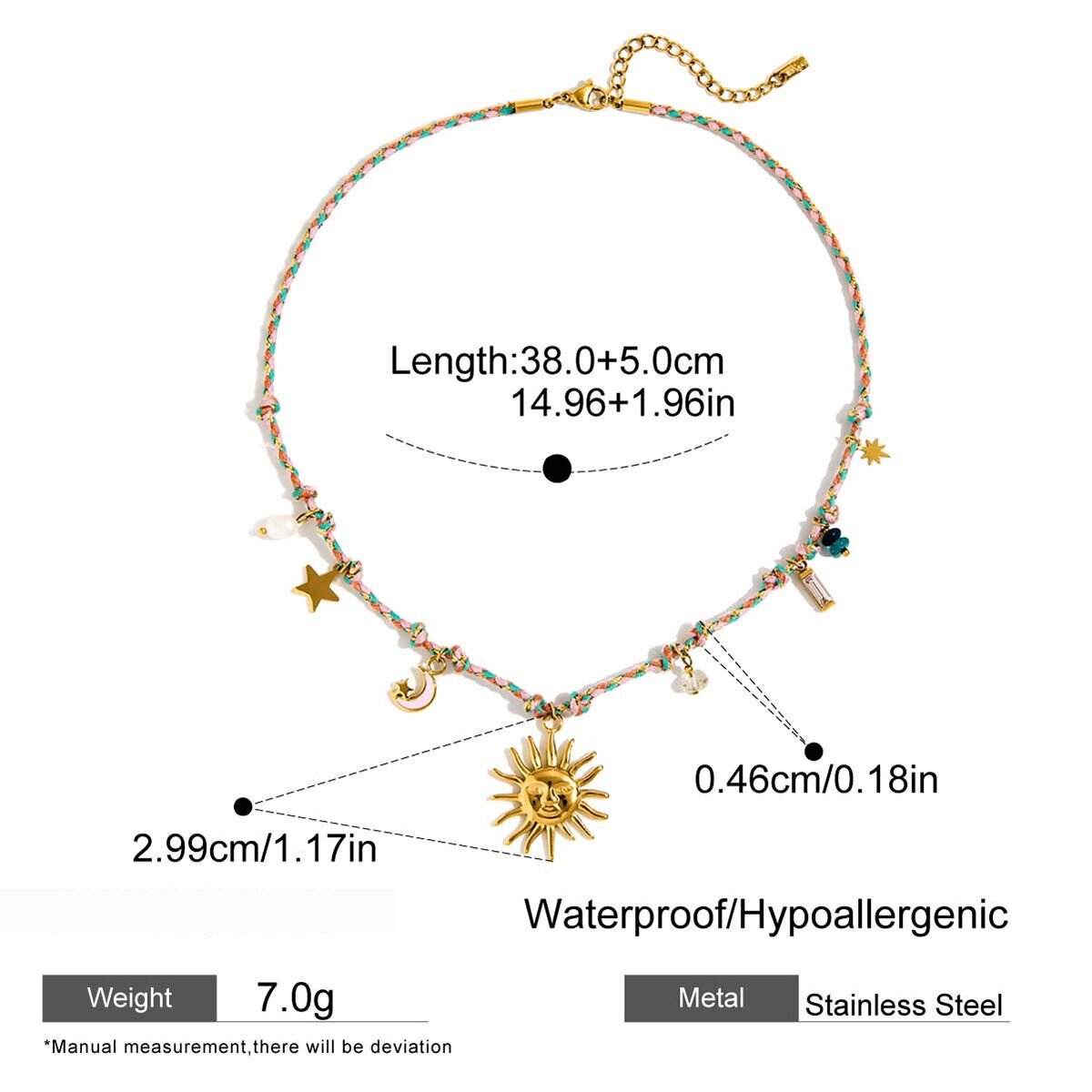 1 Piece Polychrome Flower Stainless Steel Waterproof Gold Color Women's Braided Necklaces 