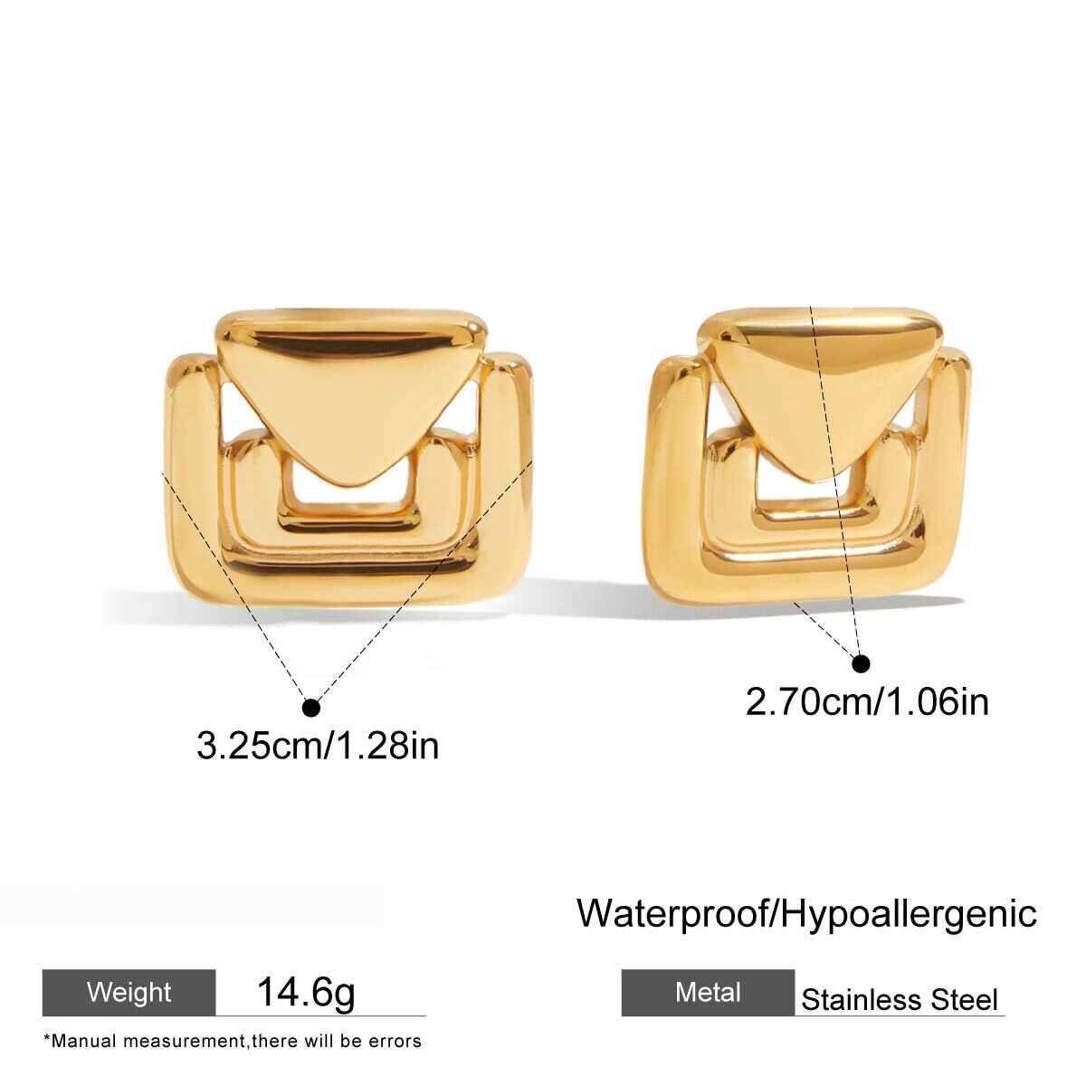 1 Pair Simple Email Shape Stainless Steel Waterproof Gold Color Women's Stud Earrings Picture2