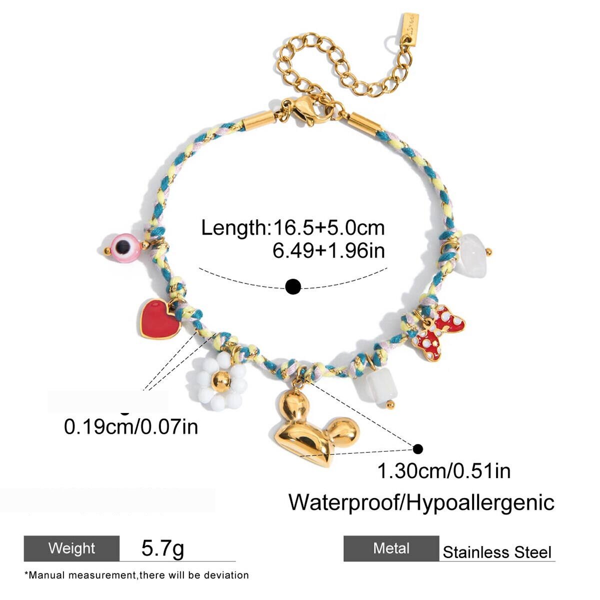 1 Piece Designable Doughnut Stainless Steel Waterproof Women's Charm Bracelets h5 Picture2