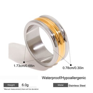 1 Piece Annular Stainless Steel Waterproof Silver&Gold Color Minimalist Rings h5 Picture2