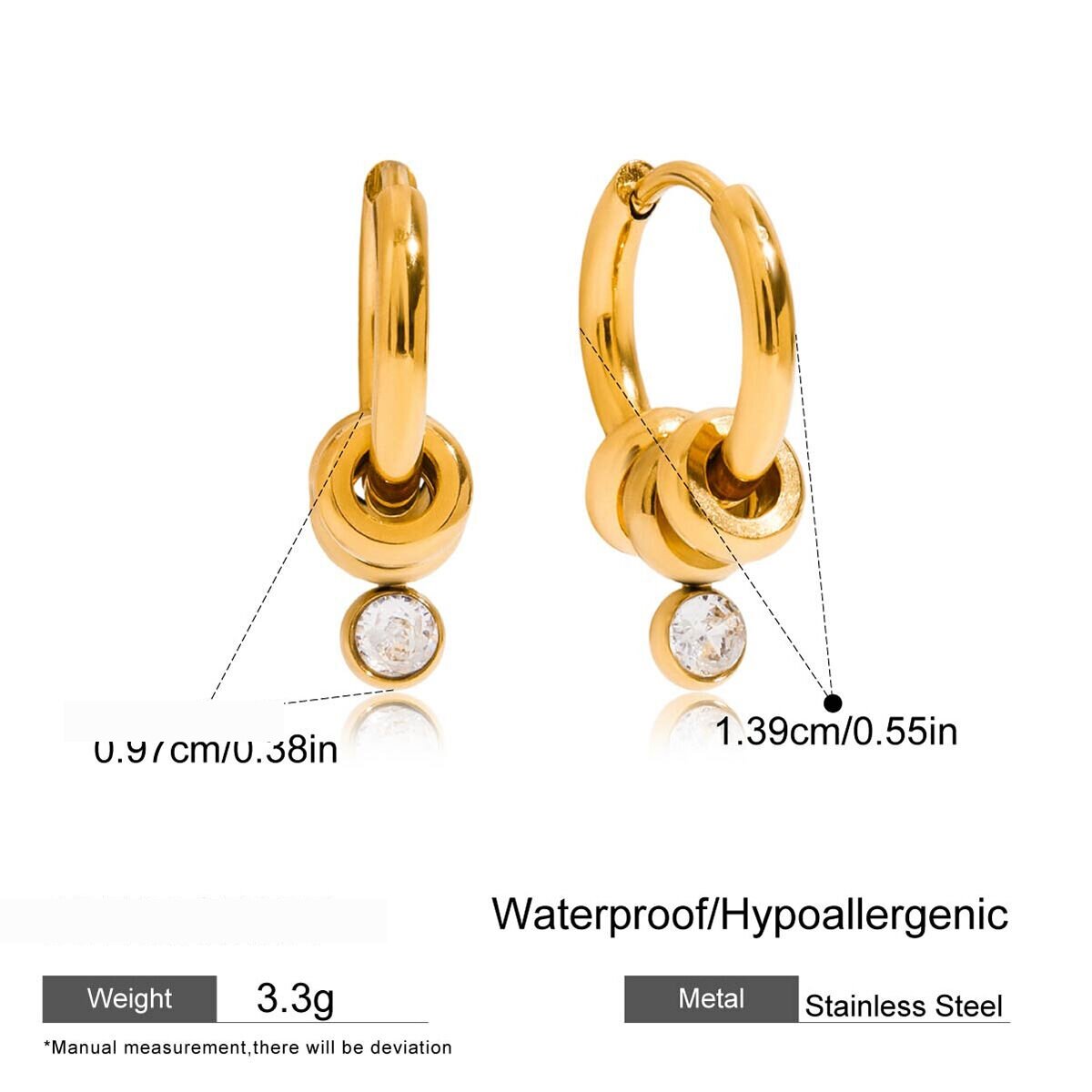 1 Pair Simple Series Circle Stainless Steel Waterproof Gold Color Women's Hoop Earrings h5 Picture2