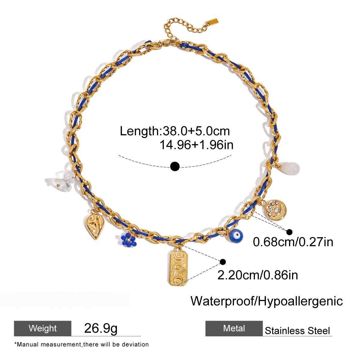 1 Piece Retro Tarot Stainless Steel Waterproof Gold Color Women's Braided Necklaces Picture2