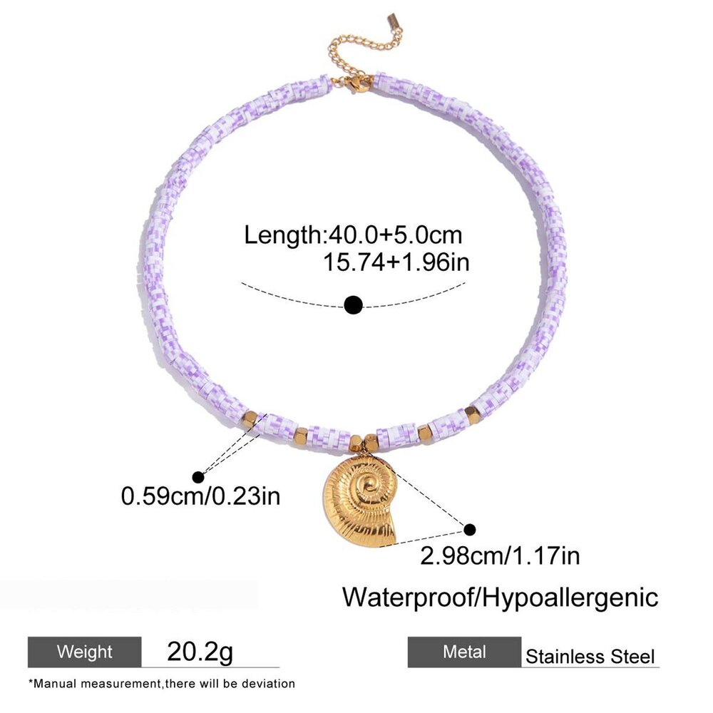 1 Piece Vivid Shell Stainless Steel Waterproof Gold Color Women's Pendant Necklaces Picture2