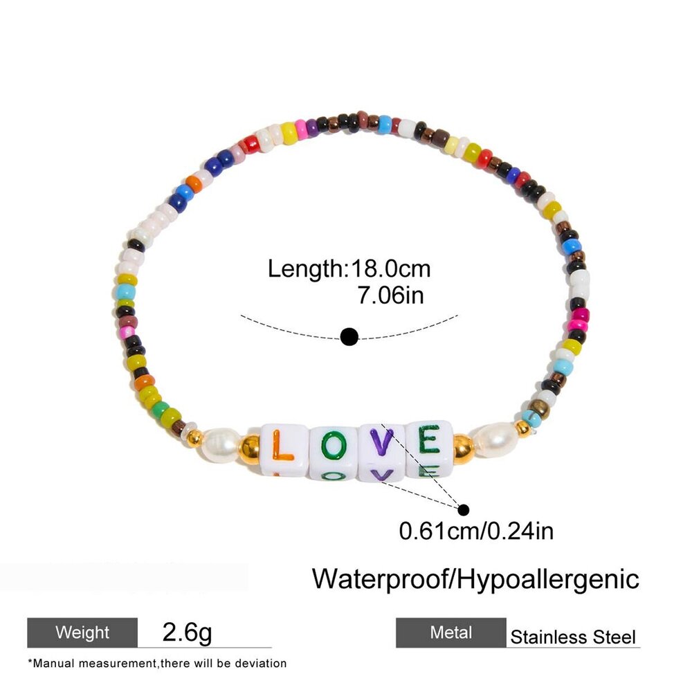 1 Piece Letter Colorful Beads Resin Women's Beaded Bracelets Picture2