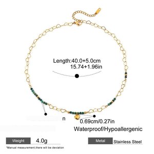 1 Piece Elegant Heart Beads Stainless Steel Waterproof Gold Color Women's Pendant Necklaces h5 Picture2