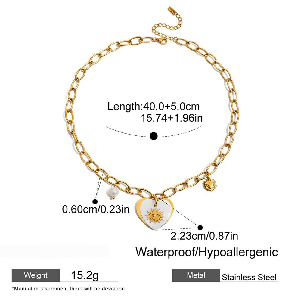 1 Piece Exquisite Heart Stainless Steel Waterproof Gold Color Women's Pendant Necklaces Picture2