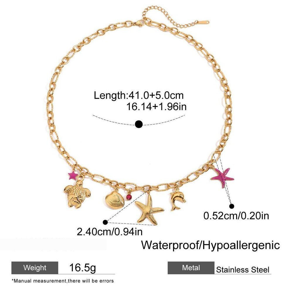 1 Piece Marine Organism Stainless Steel Waterproof Gold Color Women's Pendant Necklaces Picture2
