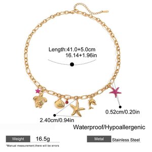 1 Piece Marine Organism Stainless Steel Waterproof Gold Color Women's Pendant Necklaces h5 Picture2