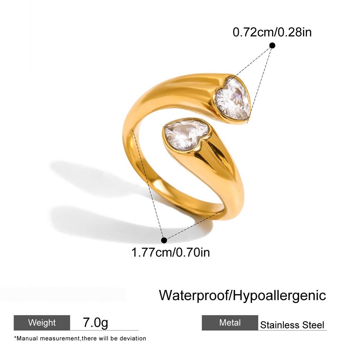 1 Piece Personality Star Stainless Steel Waterproof Gold Color Women's Gemstone Rings h5 Picture2