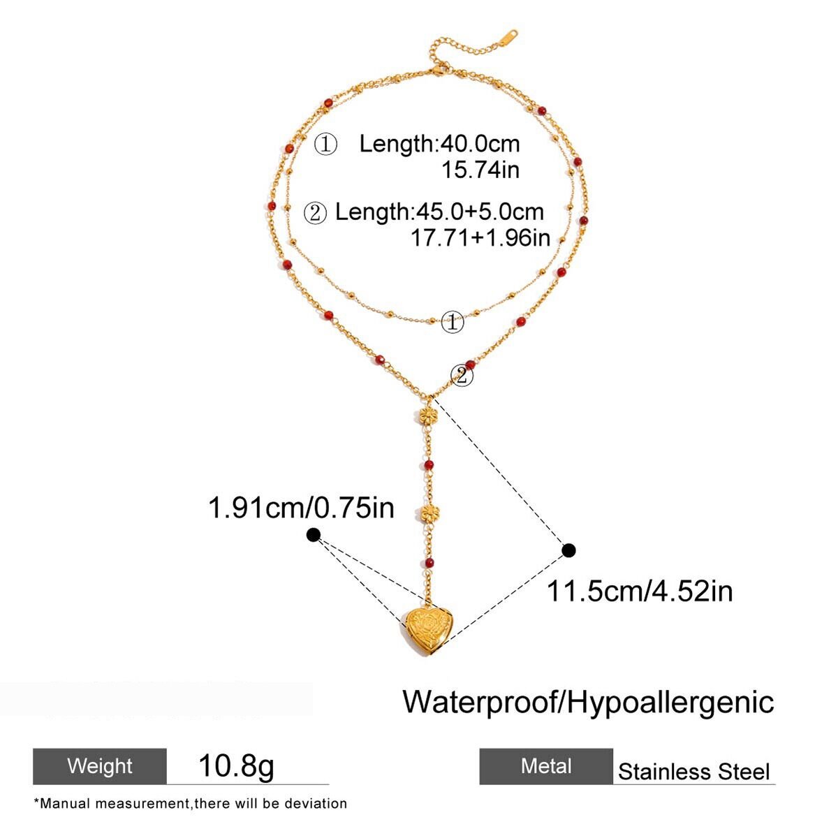 1 Piece Sophisticated Heart Stainless Steel Waterproof Gold Color Women's Layered Necklaces Picture2