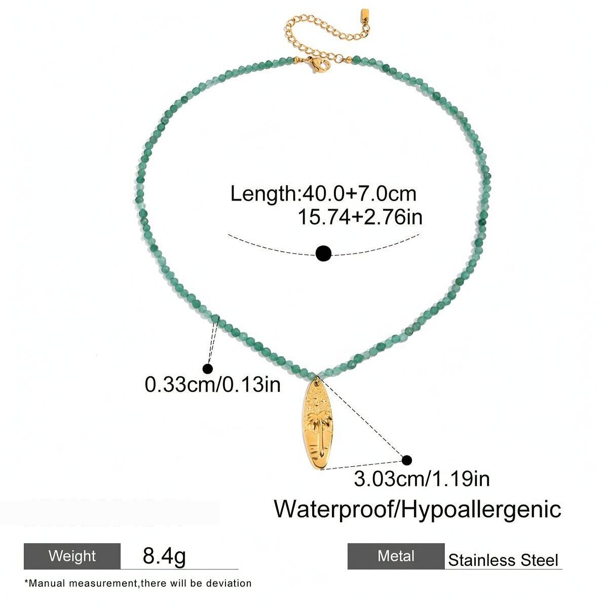 1 Piece Natural Green Turtle Stainless Steel Waterproof Gold Color Women's Pendant Necklaces Picture2