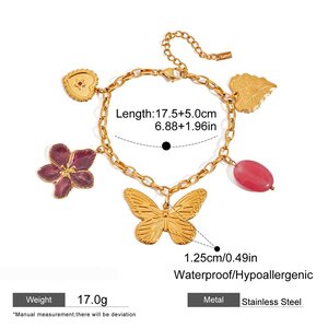 1 Piece Sweet Flower&Butterfly Stainless Steel Waterproof Gold Color Women's Pendant Necklaces h5 Picture2