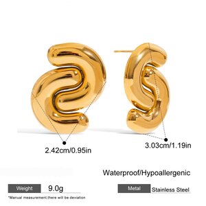 1 Pair Classic S Letter Stainless Steel Waterproof Gold Color Women's Stud Earrings h5