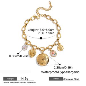 1 Piece Delicte Heart Stainless Steel Waterproof Gold Color Women's Charm Bracelets h5