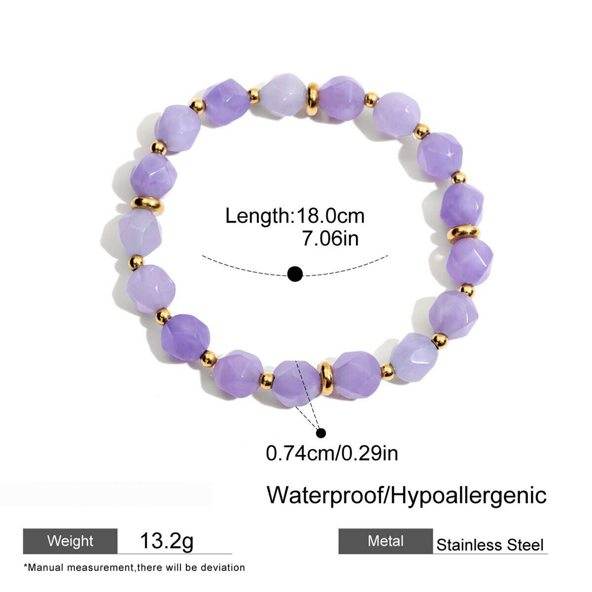 1 Piece Colorful Beads Natural Stones Women's Beaded Bracelets 