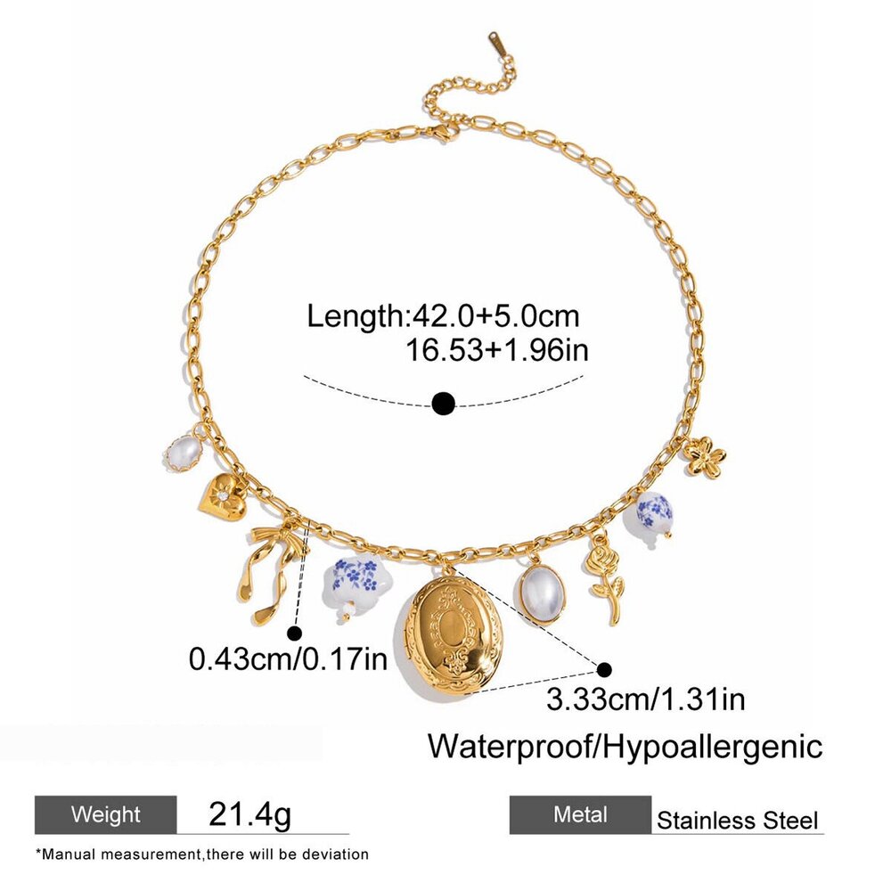 1 Piece Sophisticated Heart Photo Album Stainless Steel Waterproof Gold Color Women's Pendant Necklaces