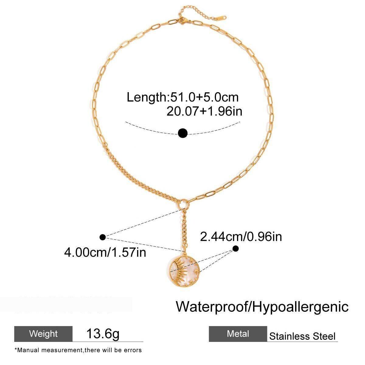 1 Piece Classic Sun Stainless Steel Waterproof Gold Color Women's Pendant Necklaces h5 Picture2
