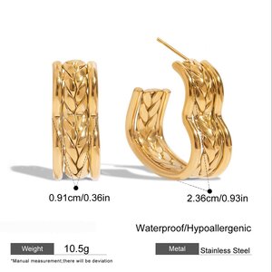 1 Pair Romantic Heart Stainless Steel Waterproof Gold Color Women's Hoop Earrings h5 Picture2