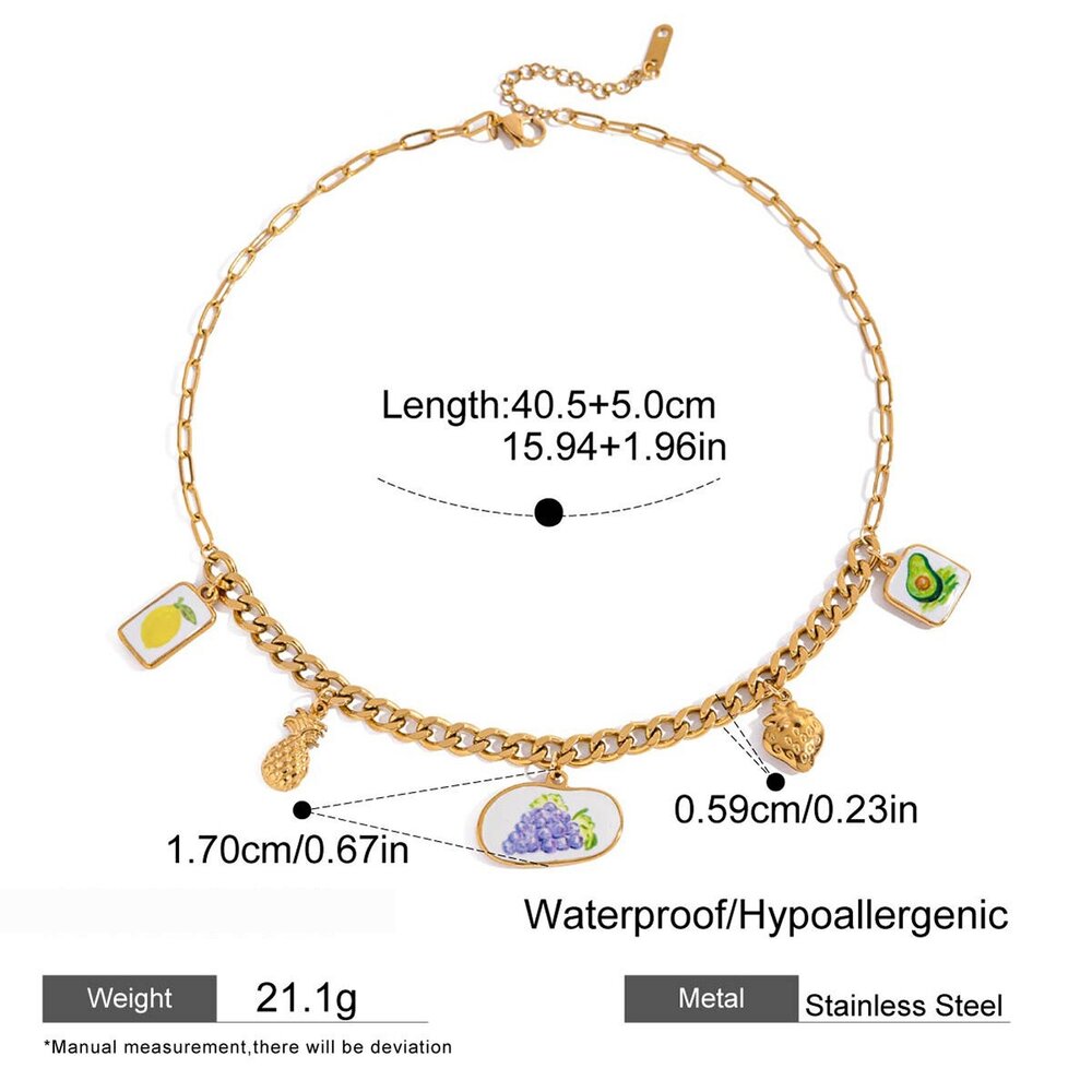 1 Piece Romantic Fruits Stainless Steel Waterproof Gold Color Women's Pendant Necklaces