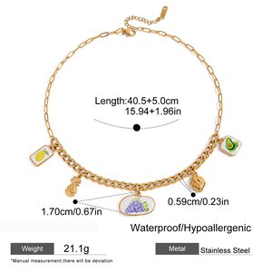 1 Piece Romantic Fruits Stainless Steel Waterproof Gold Color Women's Pendant Necklaces h5