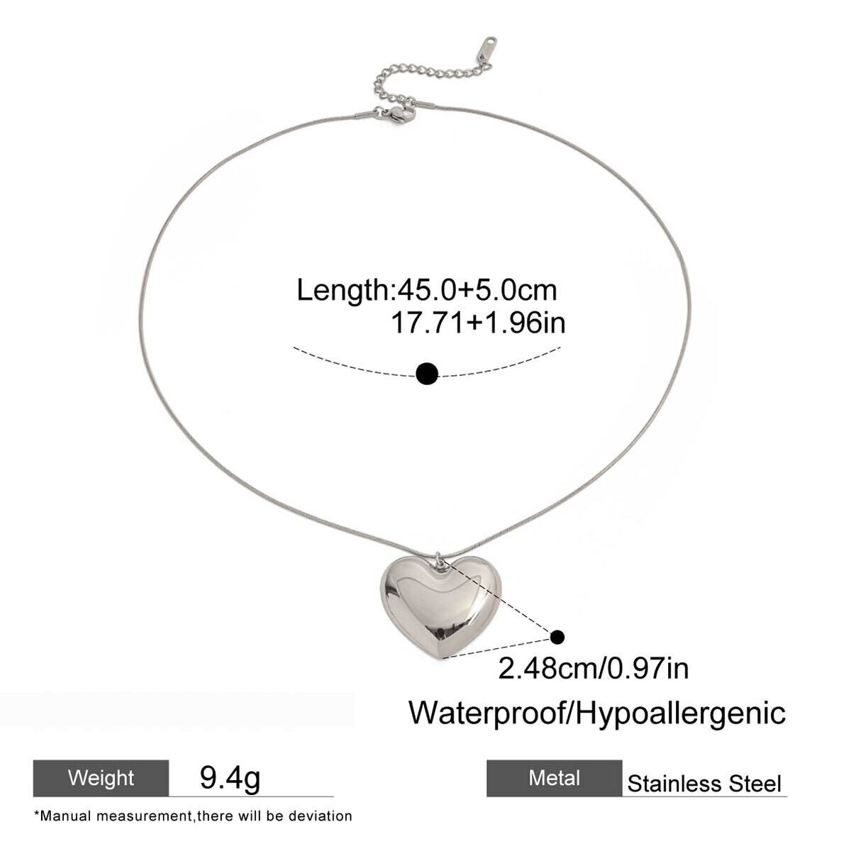 1 Piece Classic Big Heart Stainless Steel Waterproof Gold Color Women's Pendant Necklaces Picture2