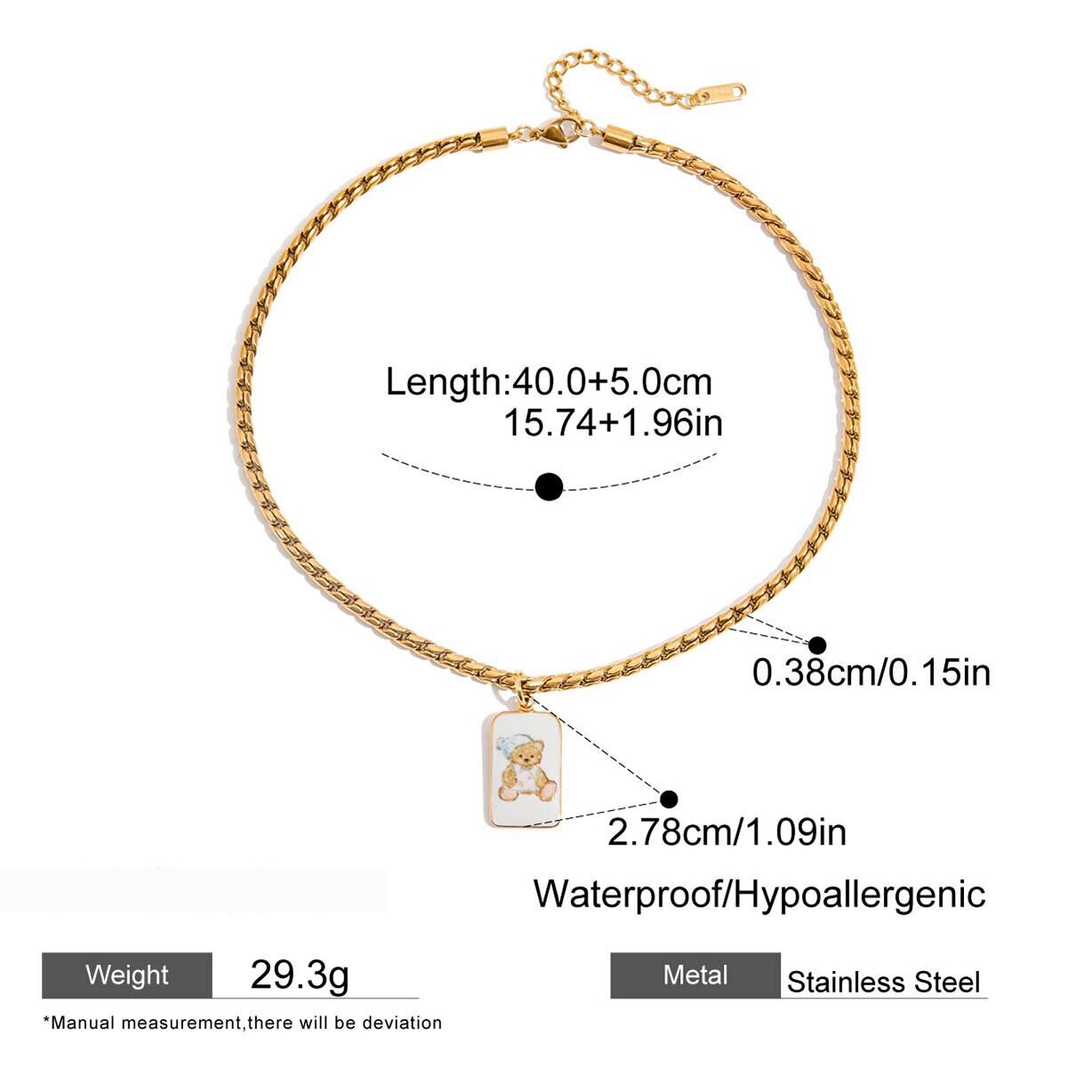 1 Pezzo Di Collana Con Ciondolo Da Donna In Acciaio Inossidabile Impermeabile Color Oro A Forma Di Simpatico Orso h5 Immagine2